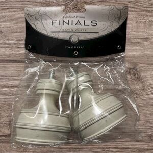 New Cambria Premier satin white "antique doorknob" finials (Set of 2